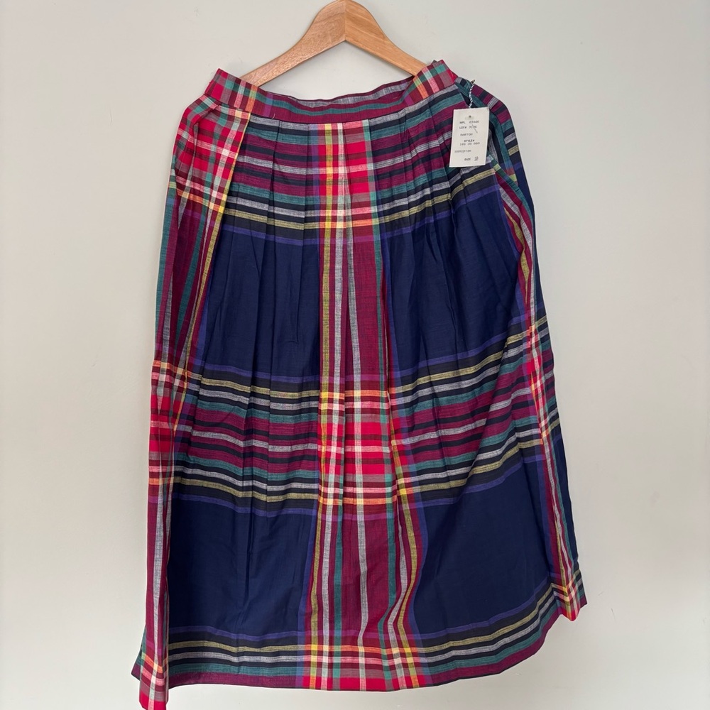 Vintage Carroll Reed of New England Multicolor Plaid Pleated Midi Skirt-10-NWT - Picture 4 of 8